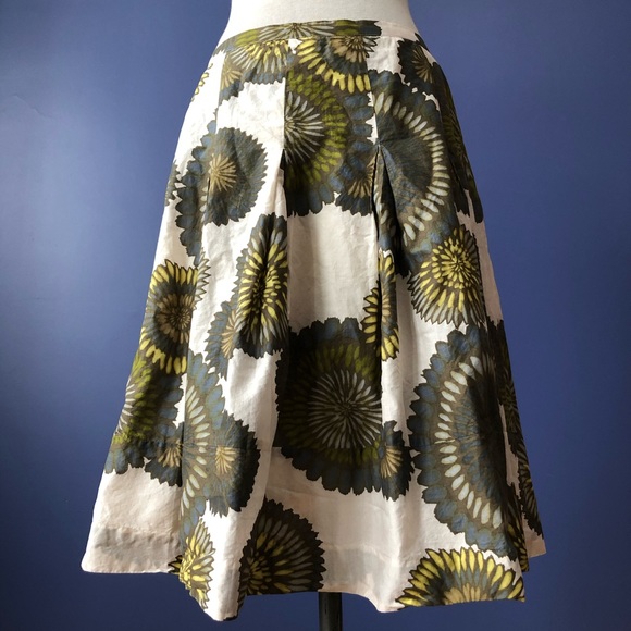 BCBG Small Green Floral Cotton A-line Skirt - Picture 1 of 7